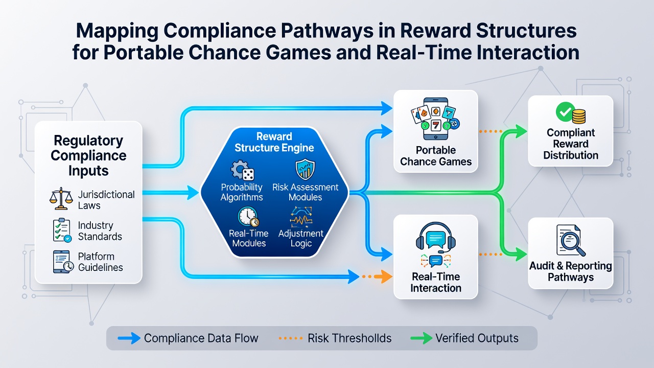 Diagram van real-time interacties en compliance mapping in kansspelen